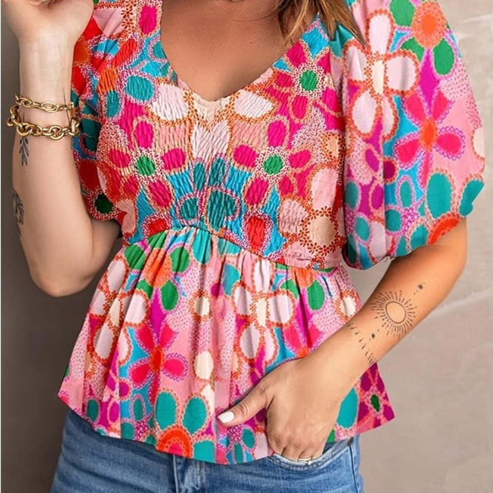 Boutique Floral Multicolor Women's Top